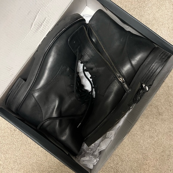Eileen Fisher Black Leather Combat Boots - Picture 9 of 12